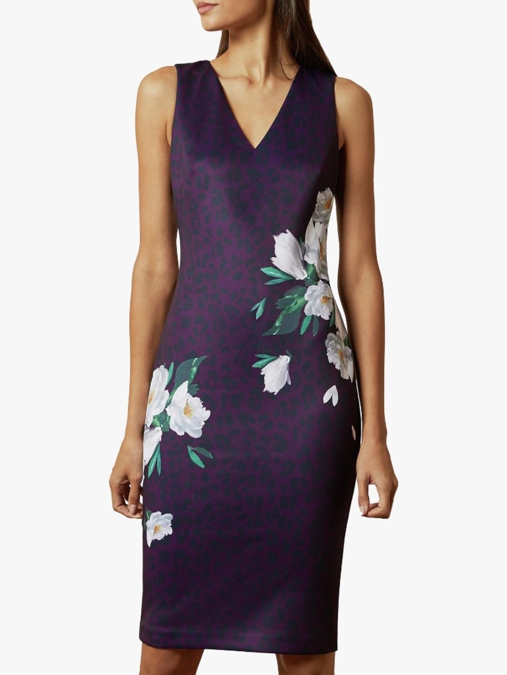 NWT Ted Baker Toriiy Deep Pink Wilderness Print Bodycon Dress Ted Size 1
